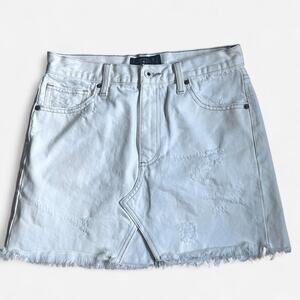 Lucky brand white denim Mini‎ Skirt 2/26 EUC Cute Distressed